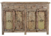 Indian Old Door Sideboard With Natural Tone and Whitewash
